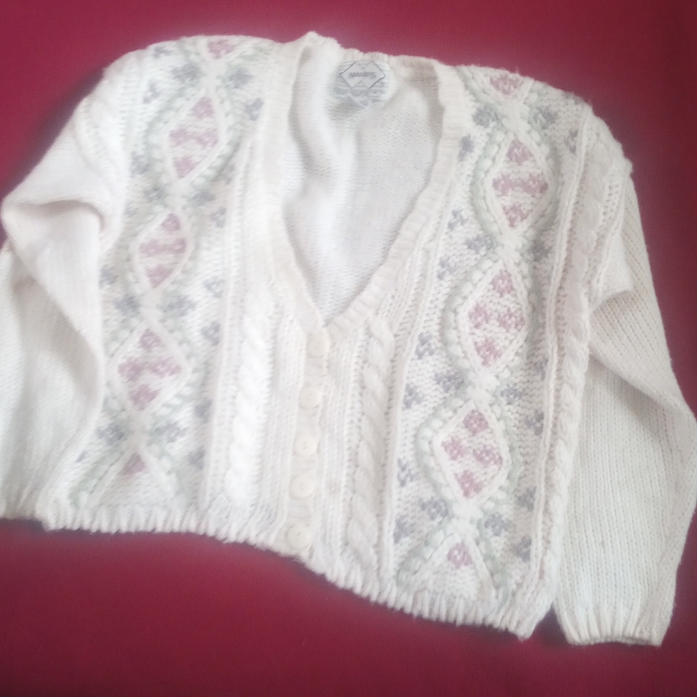 Women's Cream Patterned Sweater Vintage Nuggets